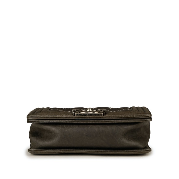 CHANEL Small Boy Bag Quilted Studded Gray Crumpled - Picture 10 of 11